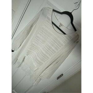 Krazy Kat women’s Creme and gold blouse long sleeve roll tabs XXL